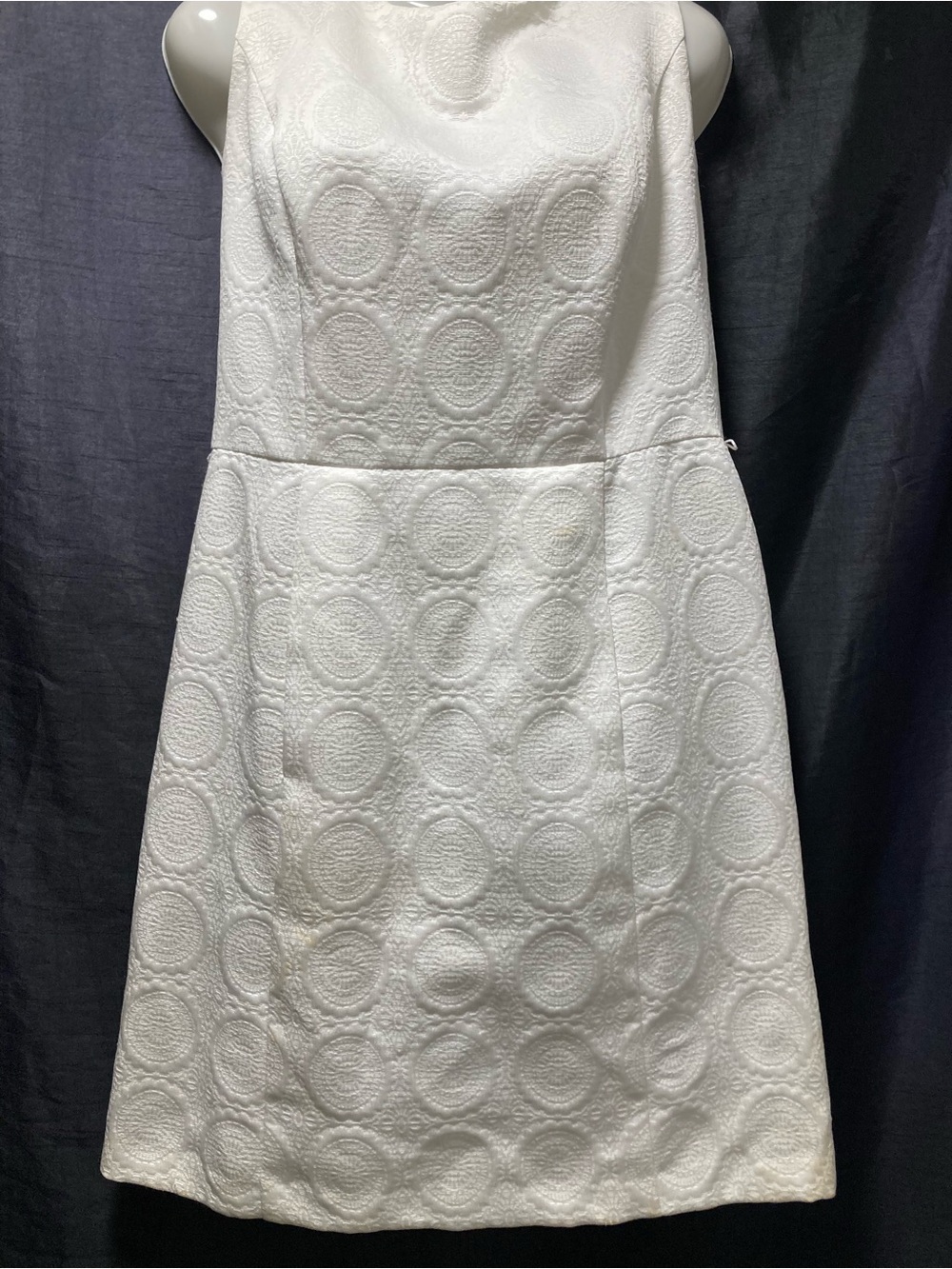 Evan-Picone White Textured Jacquard Sheath Dress Sleeveless Size 12